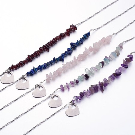 Gemstone Pendant Necklaces X-NJEW-JN01706-1