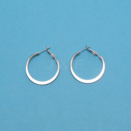 Alloy Flat Huggie Hoop Earrings with Silver Pin for Women EJEW-TAC0015-01S-1