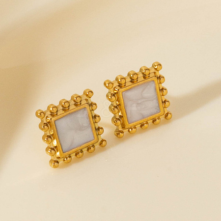 304 Stainless Steel Square Stud Earrings YJ7364-2-1