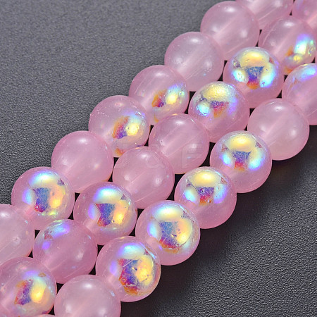 Spray Painted Glass Beads Strands GGLA-S058-001C-01-1