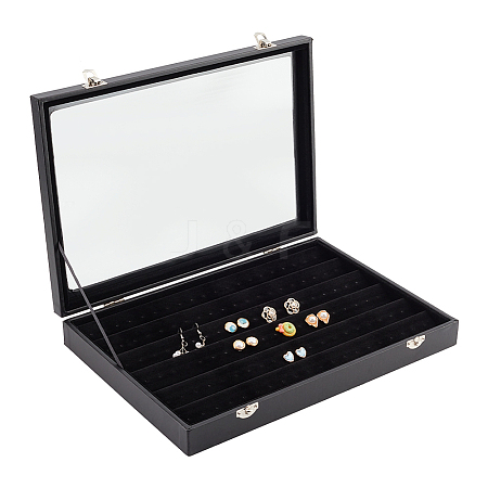 Rectangle Imitation Leather Earring Presentation Box CON-WH0084-56-1