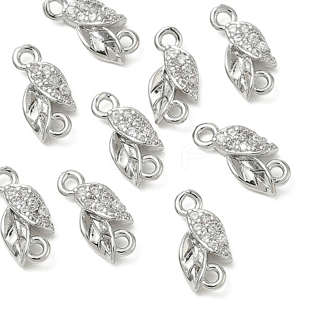 SHEGRACE Brass Micro Pave Clear Cubic Zirconia Connector Charms XGRQ3D318-509P-1