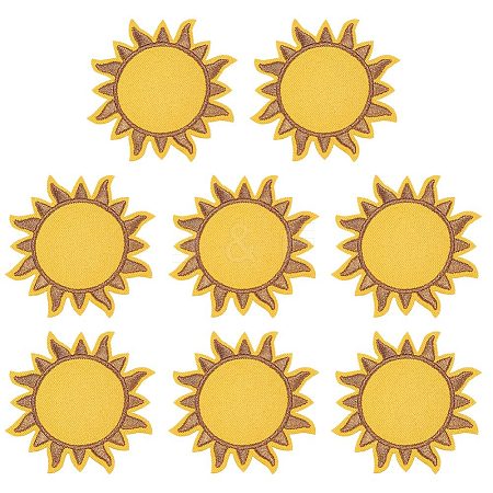 8Pcs Sun Polyester Cloth Embroidery Sew on Appliques PATC-FG0001-88-1