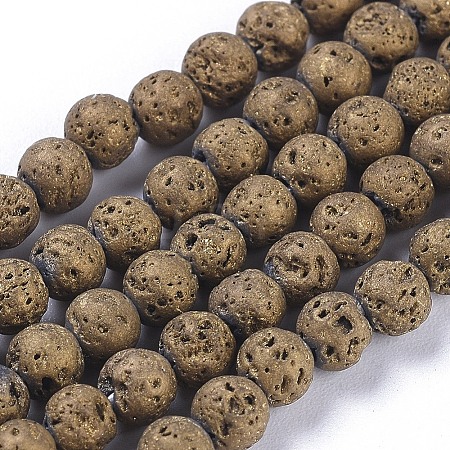 Electroplated Natural Lava Rock Beads Strands G-K259-60D-1