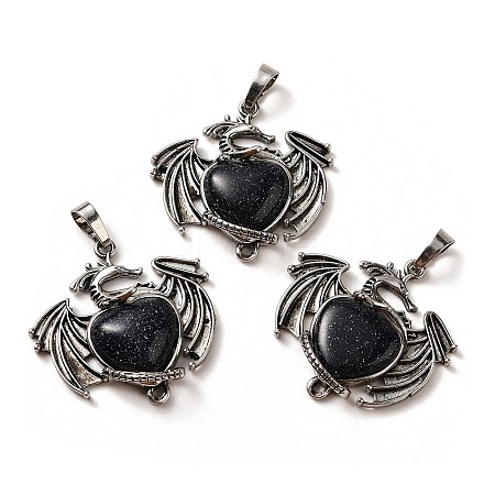 Synthetic Blue Goldstone Heart Pendants KK-K331-01AS-19-1