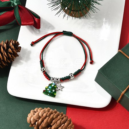 Handmade Lampwork with 304 Stainless Steel Star String Bracelets for Women BJEW-TA00658-1