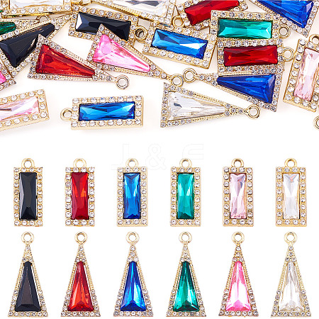 120Pcs 12 Colors Zinc Alloy Glass Pendants ALRI-TA0001-35-1