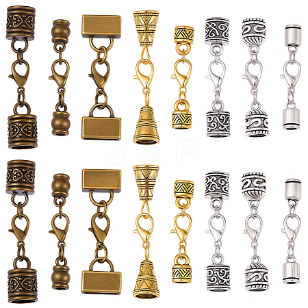 32Pcs 8 Styles Alloy Cord Ends HJEW-SC0003-08-1