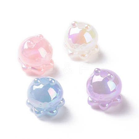 Luminous Rainbow Iridescent Plating Acrylic Beads OACR-P016-06-1