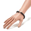 Natural Lava Rock Stretch Bracelet with Alloy Cross BJEW-JB08192-04-3