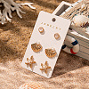 3 Pairs Zinc Alloy Imitation Pearl Starfish Stud Earrings FS-WGB4F34-01-1