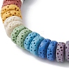 Colorful Dyed Natural Lava Rock Beaded Stretch Bracelets BJEW-JB09684-4