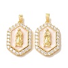 Brass Micro Pave Clear Cubic Zirconia Pendants CU-CBA9AB3-36G-1