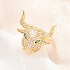 Brass Micro Pave Cubic Zirconia Cuff Open Rings CU-Z002-01G-1