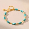 Synthetic Turquoise & Brass Beaded Bracelets for Women OR9235-1