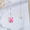 2Pcs 2 Styles Flower & Snowflake Glass Pendant Decorations HJEW-FH0001-83-5