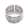 304 Stainless Steel Triple Line Cuff Rings for Women RJEW-G285-15P-2