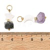 2Pcs 2 Styles Faceted Natural Mixed Stone and Shell Pendants PALLOY-JF06050-3
