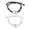 2Pcs Heart Alloy Charm Bracelets BJEW-JB11503-2