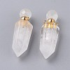 Faceted Natural Quartz Crystal Openable Perfume Bottle Pointed Pendants G-P435-D-03G-3