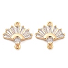 Brass Clear Cubic Zirconia Connector Charms KK-G516-08G-1