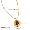 Natural Tiger Eye Pendant 304 Stainless Steel Chain Necklaces FS-WG84F4F-04-3
