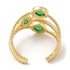 Rack Plating Brass Triple Line Open Cuff Rings RJEW-D008-09G-3