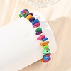 Dyed Natural Freshwater Shell Chip & Brass Beades Stretch Bracelets BJEW-JB14232-2