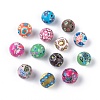 Handmade Flower Pattern Polymer Clay Beads X-CLAY-Q175-M-1