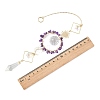 Sun Moon Ring Brass & Natural Amethyst Chip Suncatcher HJEW-JM05027-04-3