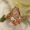 Leaf & Dragonfly Brass Glass Finger Rings FS-WGB6037-04-2