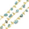 Brass & Synthetic Turquoise Link Chain CHC-A009-01G-1