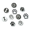 60Pcs 6 Styles Dog Bone Print Wooden European Beads WOOD-CJ0002-39-8