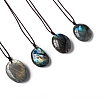 Natural Labradorite Oval Pendant Necklaces PW-WGBBC83-01-1