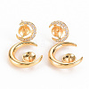 Brass Micro Pave Clear Cubic Zirconia Earring Findings KK-S356-253-NF-1