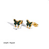 Butterfly Brass Cubic Zirconia Stud Earrings for Women QD0510-3-2