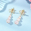 Natural Mixed Stone Bowknot with Round Dangle Stud Earrings EJEW-JE06780-6