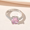 Brass & Round Cubic Zirconia Finger Rings CU-CBA7E55-19P-01-2