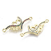 Brass Micro Pave Colorful Cubic Zirconia Links Connectors KK-S061-99G-NR-2