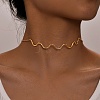 Stainless Steel Wavy Line Choker Necklaces PW-WG07BB7-01-2