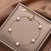 Titanium Steel & Plastic Pearl Anklets for Women WG18C2B-57-1