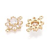 Brass Pave Clear Cubic Zirconia Connector Charms KK-N284-14G-2