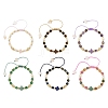 Natural Mixed Gemstone Faceted Cube Braided Bead Bracelets BJEW-JB14379-2