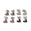 Heart 304 Stainless Steel Rhinestone Stud Earrings EJEW-A081-15P-1