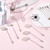 60Pcs Leaf Stainless Steel Round Tray Stick Lapel Pins JEWB-SC0001-75B-3