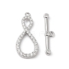 Brass Micro Pave Clear Cubic Zirconia Toggle Clasps KK-P234-66P-1