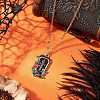 Halloween Alloy Black and Red Enamel Rose Cross Coffin Shaped Pendant Brass Cable Chain Necklaces NJEW-JN05367-1