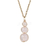 Natural Green Aventurine & Rose Quartz & Amethyst & Carnelian & Dyed Quartz Round Beaded Gourd Shape Pendant 304 Stainless Steel Cable Chain Necklaces for Women NJEW-JN05656-4