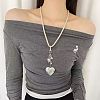 Alloy Floral Heart Locket Pendant Twisted Polyester Cord Necklaces for Women WGF1E9C-01-1