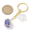 Glass Seed Bead Cube with Acrylic Star Keychain KEYC-MZ00027-02-3